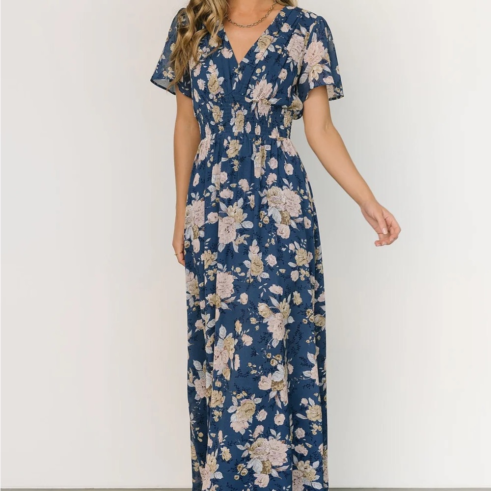Baltic Born Floral Maxi Dress in Navy and Cream